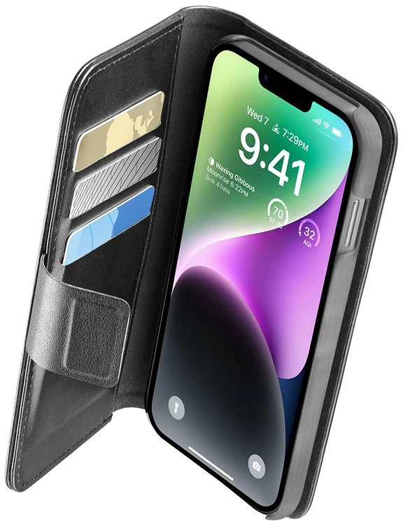 Cellular Line Cellularline Book Agenda - Dėklas iPhone 14 su powłoką MICROBAN (juoda)