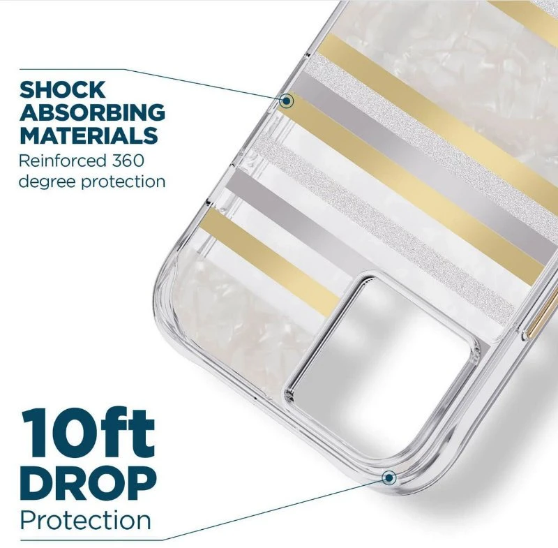 Case-Mate Pearl Stripes MagSafe - dėklas decorated su mother-of-pearl skirtas Apple iPhone 14 / Apple iPhone 13 Pearl Stripes