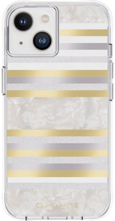 Case-Mate Pearl Stripes MagSafe - dėklas decorated su mother-of-pearl skirtas Apple iPhone 14 / Apple iPhone 13 Pearl Stripes
