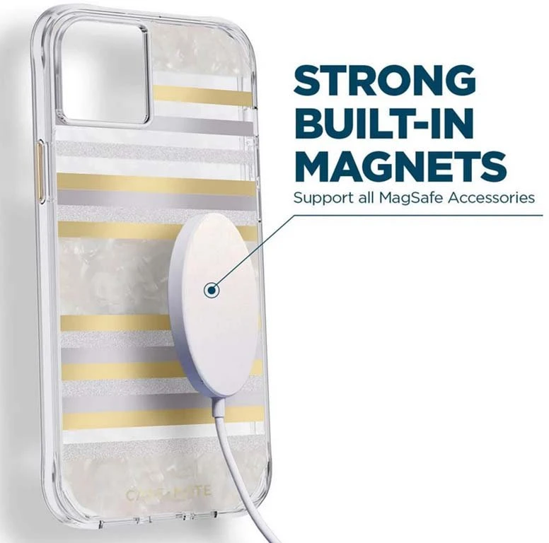 Case-Mate Pearl Stripes MagSafe - dėklas decorated su mother-of-pearl skirtas Apple iPhone 14 Plus Pearl Stripes