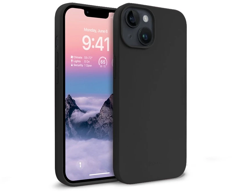 Crong Color Cover Liquid Silicone dėklas skirtas Apple iPhone 14 Max Juodas
