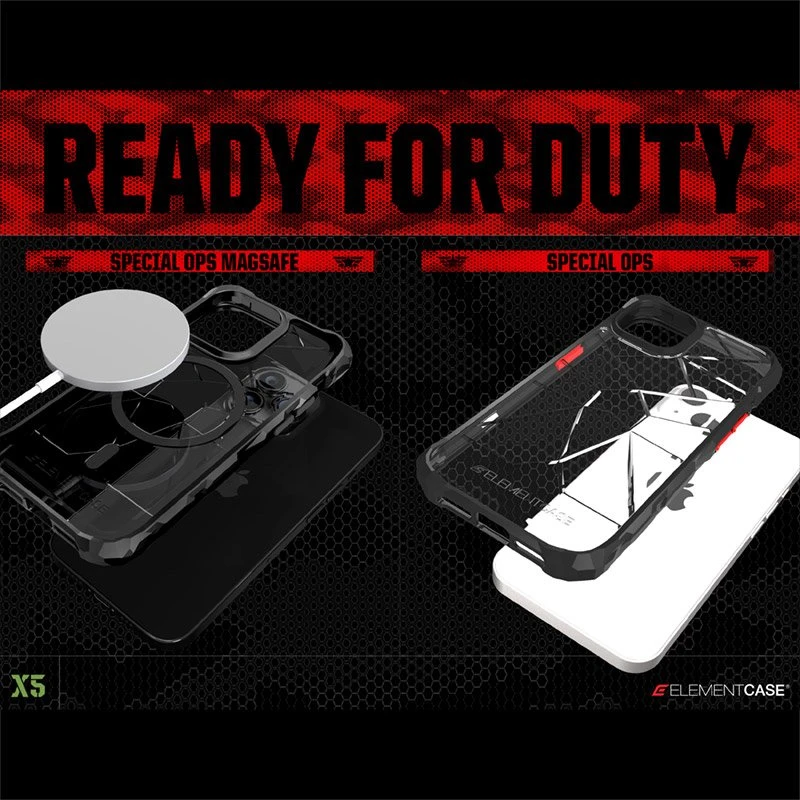 Element Case Element dėklas Special Ops X5 - dėklas skirtas Apple iPhone 14 Plus Mil-Spec Drop Protection Smoke/Juodas
