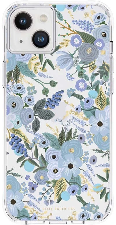 Rifle Paper Clear - dėklas skirtas Apple iPhone 14 Plus Garden Party Mėlyna