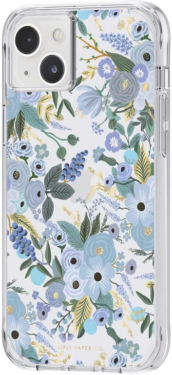 Rifle Paper Clear - dėklas skirtas Apple iPhone 14 Plus Garden Party Mėlyna