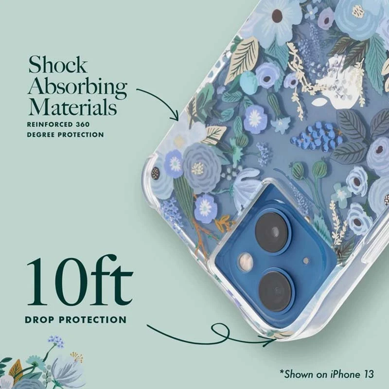 Rifle Paper Clear - dėklas skirtas Apple iPhone 14 Plus Garden Party Mėlyna