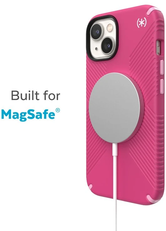 Speck Presidio2 Grip + MagSafe - dėklas skirtas Apple iPhone 14 Plus su MICROBAN coating Digitalpink / Blossompink / Baltas