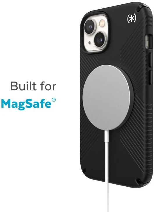Speck Presidio2 Grip + MagSafe - dėklas skirtas Apple iPhone 14 Plus su MICROBAN coating Juodas / Juodas / Baltas