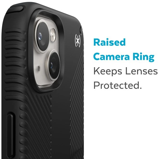 Speck Presidio2 Grip + MagSafe - dėklas skirtas Apple iPhone 14 Plus su MICROBAN coating Juodas / Juodas / Baltas