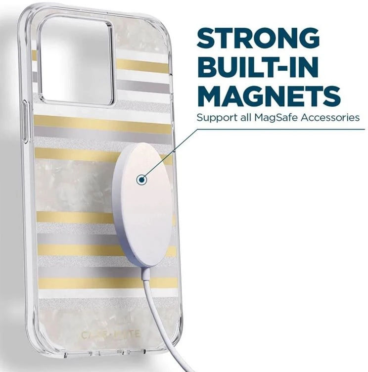 Case-Mate Pearl Stripes MagSafe - dėklas decorated su mother-of-pearl skirtas Apple iPhone 14 Pro Pearl Stripes