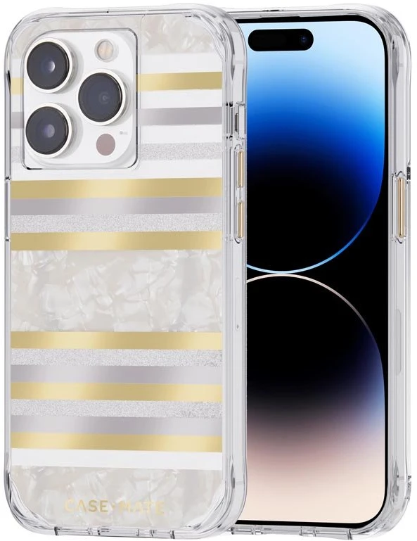 Case-Mate Pearl Stripes MagSafe - dėklas decorated su mother-of-pearl skirtas Apple iPhone 14 Pro Pearl Stripes
