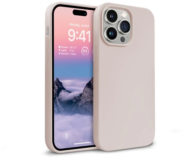 Crong Color Cover Liquid Silicone dėklas skirtas Apple iPhone 14 Pro Sand Rožinė