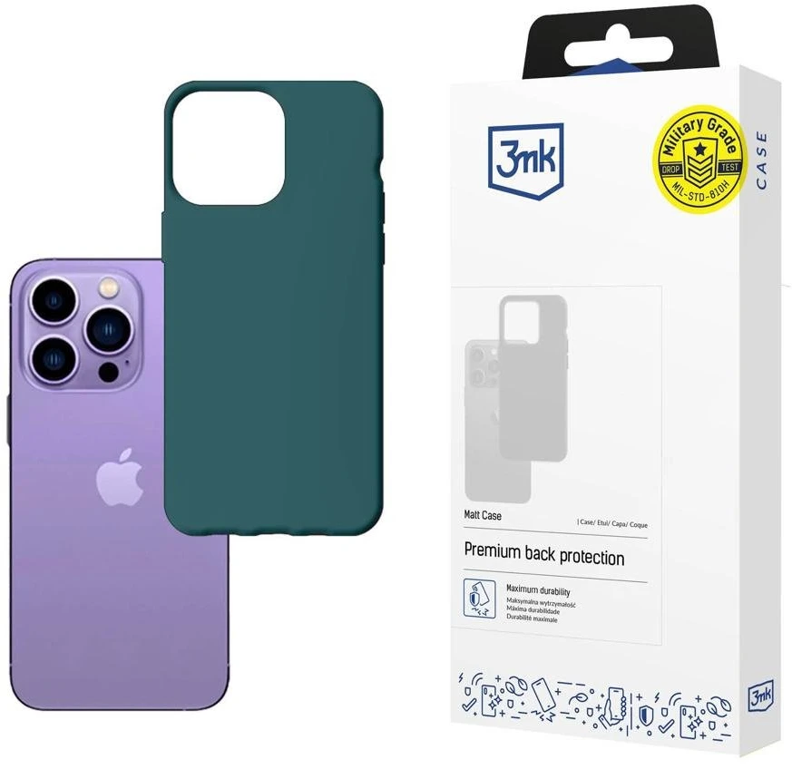 Dėklas 3mk Matt Case Apple iPhone 14 Pro tamsiai žalias