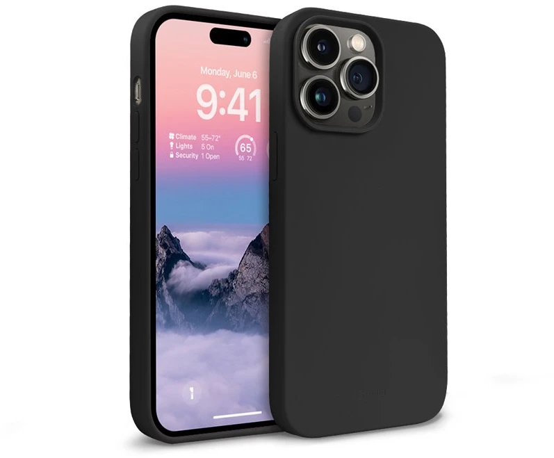 Crong Color Cover Liquid Silicone dėklas skirtas Apple iPhone 14 Pro Max Juodas