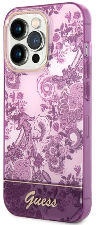 Dėklas iPhone 14 Pro Max Guess Porcelain, fuksijų