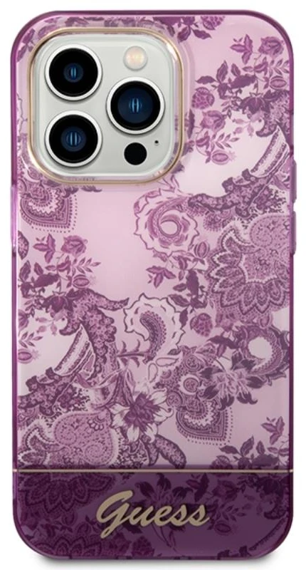 Dėklas iPhone 14 Pro Max Guess Porcelain, fuksijų