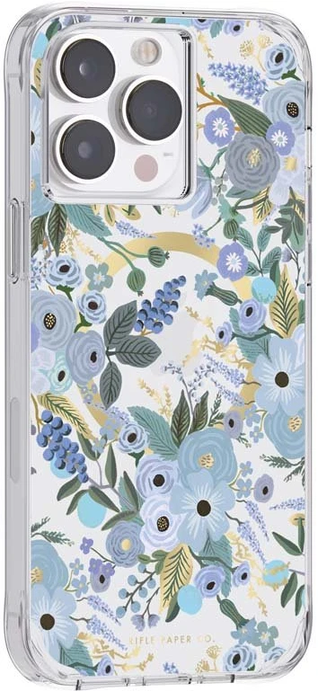 Rifle Paper Clear MagSafe - dėklas skirtas Apple iPhone 14 Pro Max Garden Party Mėlyna