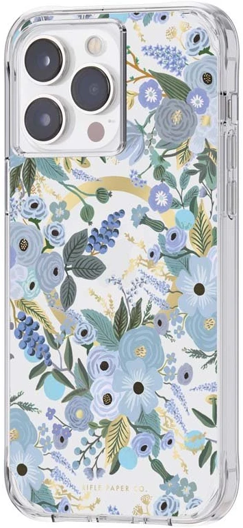 Rifle Paper Clear MagSafe - dėklas skirtas Apple iPhone 14 Pro Max Garden Party Mėlyna