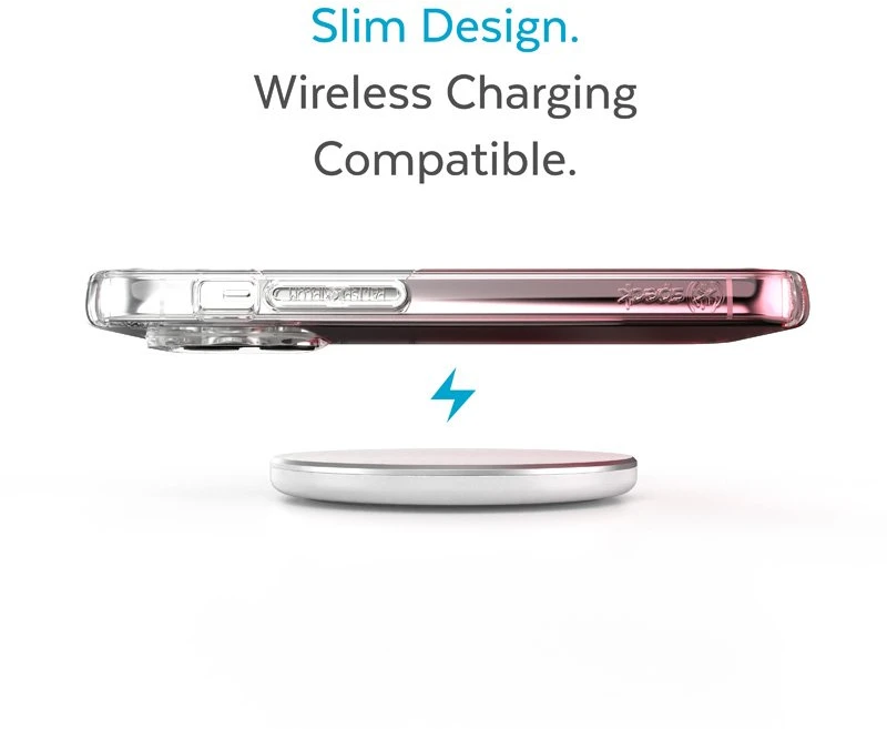 Speck Presidio Perfect-Clear + Ombre - dėklas skirtas Apple iPhone 14 Pro with MICROBAN coating Clear / Vintage Rose Fade