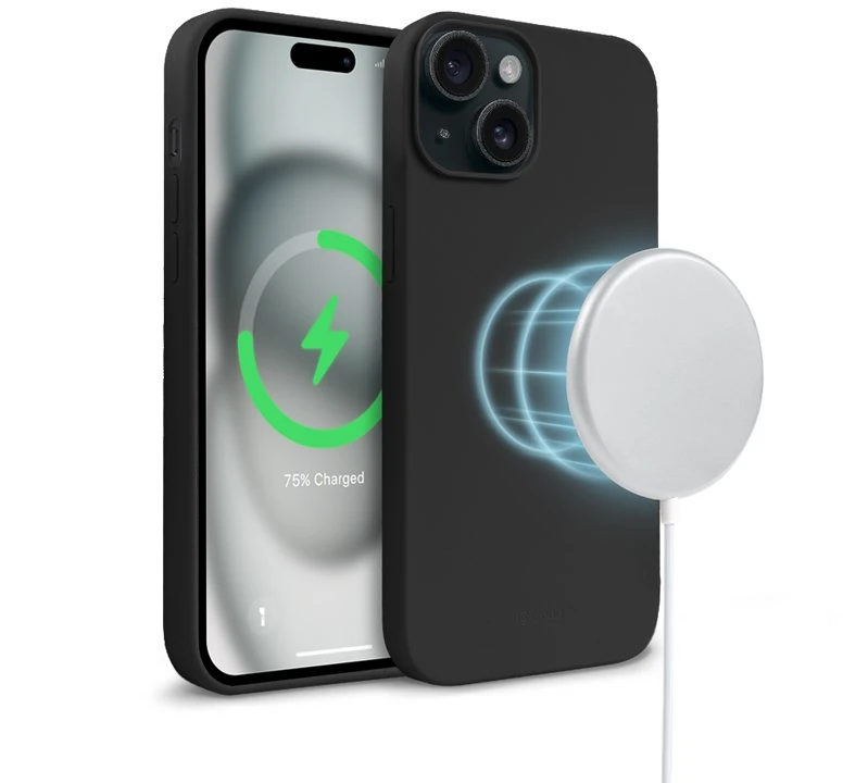 Crong Color Cover Magnetic - Dėklas iPhone 15 MagSafe (juoda)