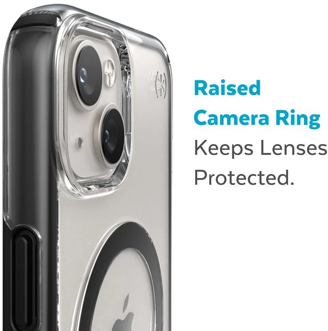 Speck Presidio Perfect-Clear su Impact Geometry + MagSafe - dėklas skirtas Apple iPhone 15 Plus / 14 Plus su MICROBAN coating Clear / Juodas