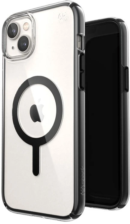 Speck Presidio Perfect-Clear su Impact Geometry + MagSafe - dėklas skirtas Apple iPhone 15 Plus / 14 Plus su MICROBAN coating Clear / Juodas