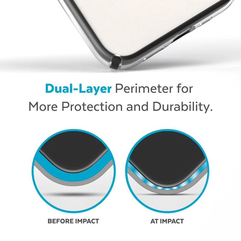 Speck Presidio Perfect-Clear su Impact Geometry + MagSafe - dėklas skirtas Apple iPhone 15 Plus / 14 Plus su MICROBAN coating Clear / Juodas