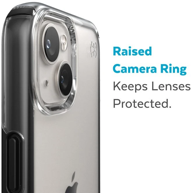 Speck Presidio Perfect-Clear su Impact Geometry - dėklas skirtas Apple iPhone 15 Plus / 14 Plus su MICROBAN coating Clear / Juodas