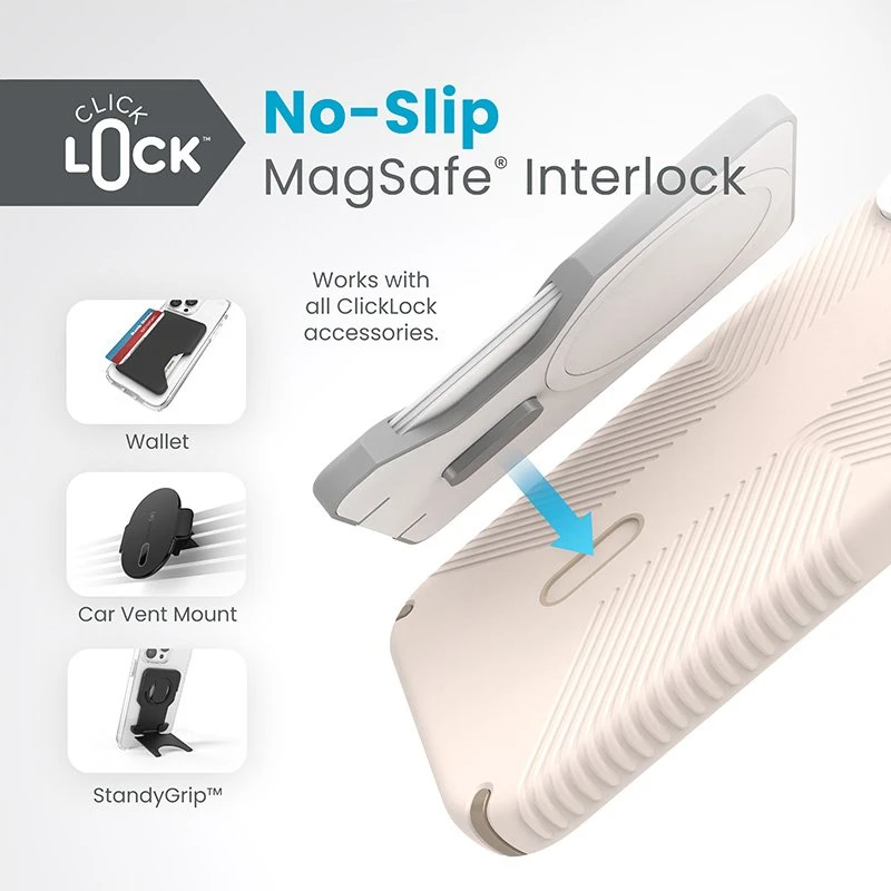 Speck Presidio2 Grip ClickLock & Magsafe - dėklas skirtas Apple iPhone 15 Plus / Apple iPhone 14 Plus Bleached Bone / Heirloom Gold / Hazel Brown