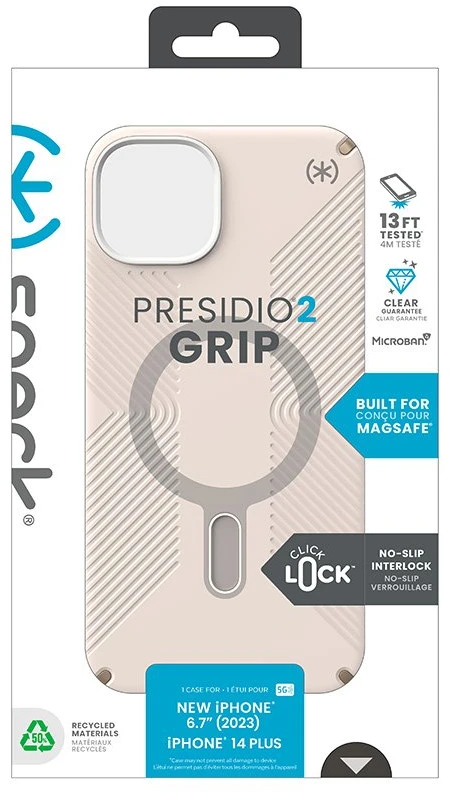 Speck Presidio2 Grip ClickLock & Magsafe - dėklas skirtas Apple iPhone 15 Plus / Apple iPhone 14 Plus Bleached Bone / Heirloom Gold / Hazel Brown