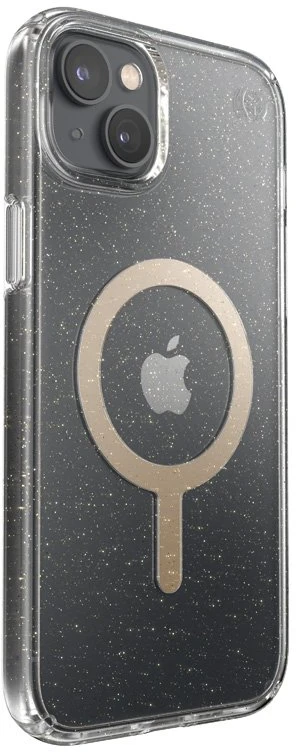 Speck Presidio Perfect-Clear su Glitter + MagSafe - dėklas skirtas Apple iPhone 15 Plus / 14 Plus su MICROBAN coating Clear / Gold Glitter