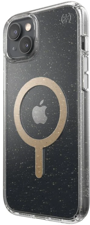 Speck Presidio Perfect-Clear su Glitter + MagSafe - dėklas skirtas Apple iPhone 15 Plus / 14 Plus su MICROBAN coating Clear / Gold Glitter