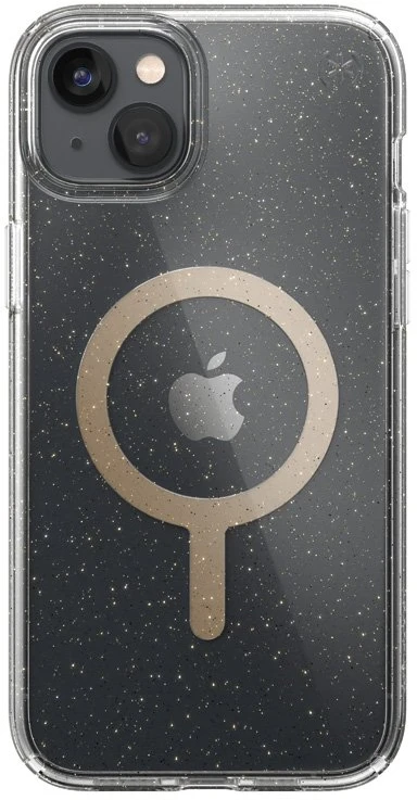 Speck Presidio Perfect-Clear su Glitter + MagSafe - dėklas skirtas Apple iPhone 15 Plus / 14 Plus su MICROBAN coating Clear / Gold Glitter