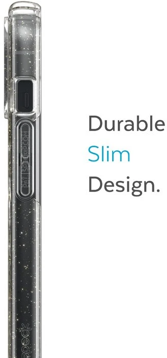 Speck Presidio Perfect-Clear su Glitter + MagSafe - dėklas skirtas Apple iPhone 15 Plus / 14 Plus su MICROBAN coating Clear / Gold Glitter