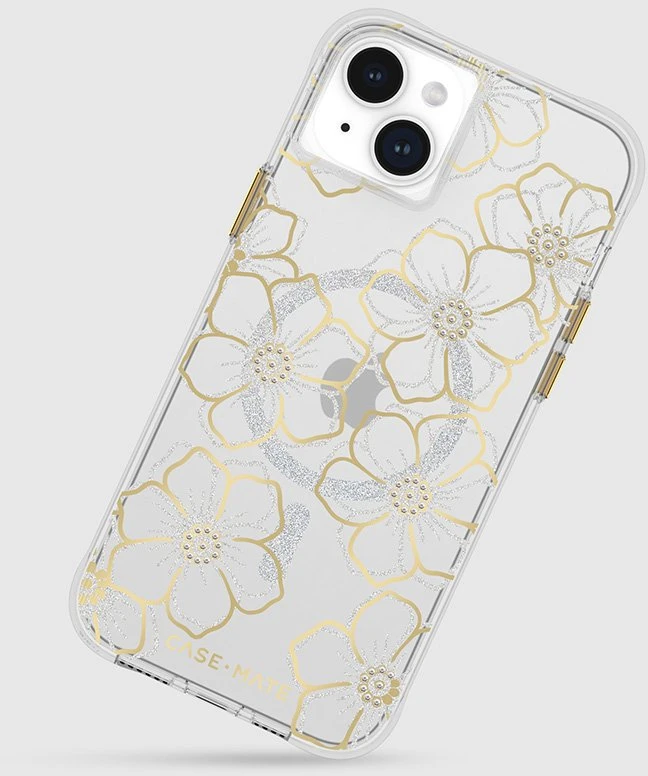 Case-Mate Floral Gems MagSafe - Apple iPhone 15 Plus dėklas Gold