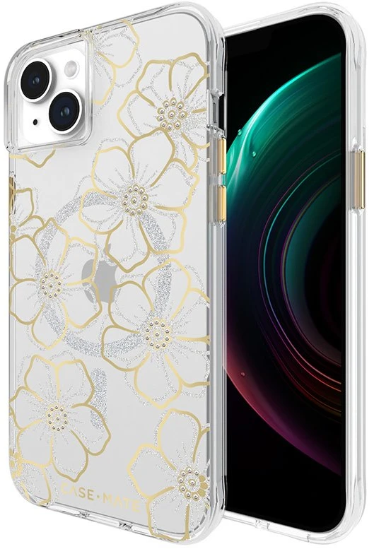 Case-Mate Floral Gems MagSafe - Apple iPhone 15 Plus dėklas Gold