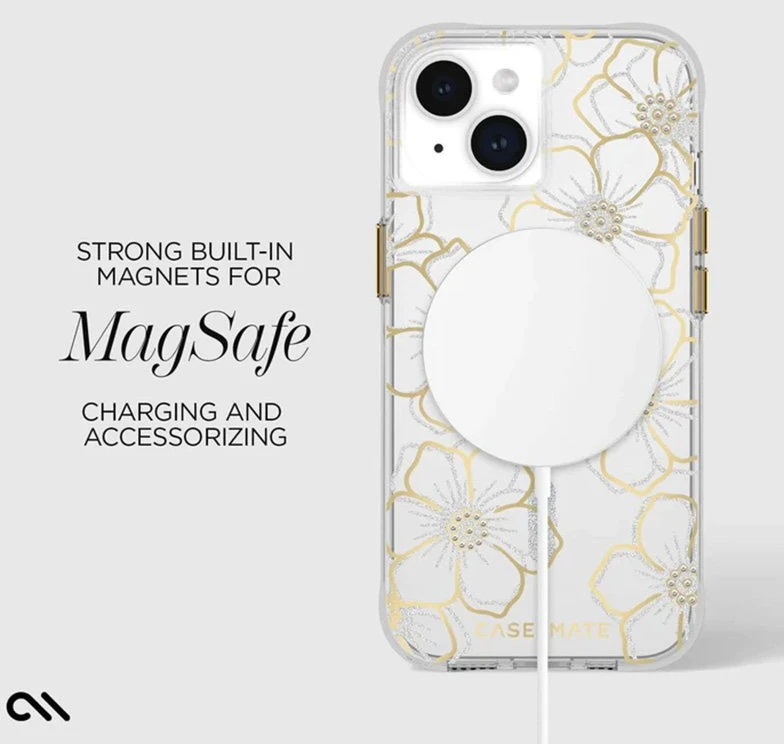 Case-Mate Floral Gems MagSafe - Apple iPhone 15 Plus dėklas Gold