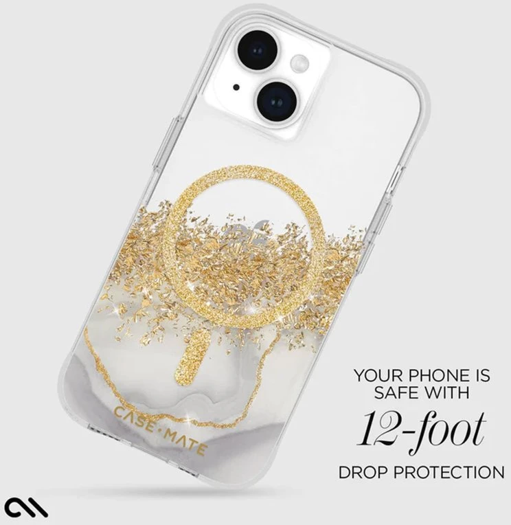 Case-Mate Karat MagSafe - Gold Decorated Apple iPhone 15 Plus dėklas Marble