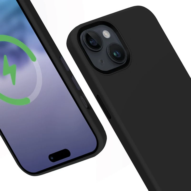 Crong Color Cover LUX Magnetic - Dėklas iPhone 15 Plus MagSafe (juoda)