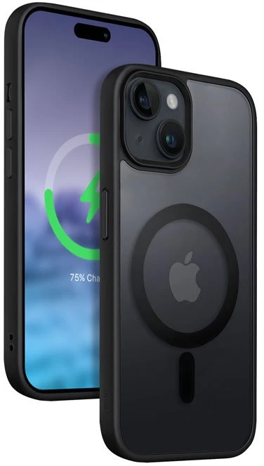 Crong Hybrid Frost MAG Cover - dėklas skirtas Apple iPhone 15 Plus MagSafe Juodas