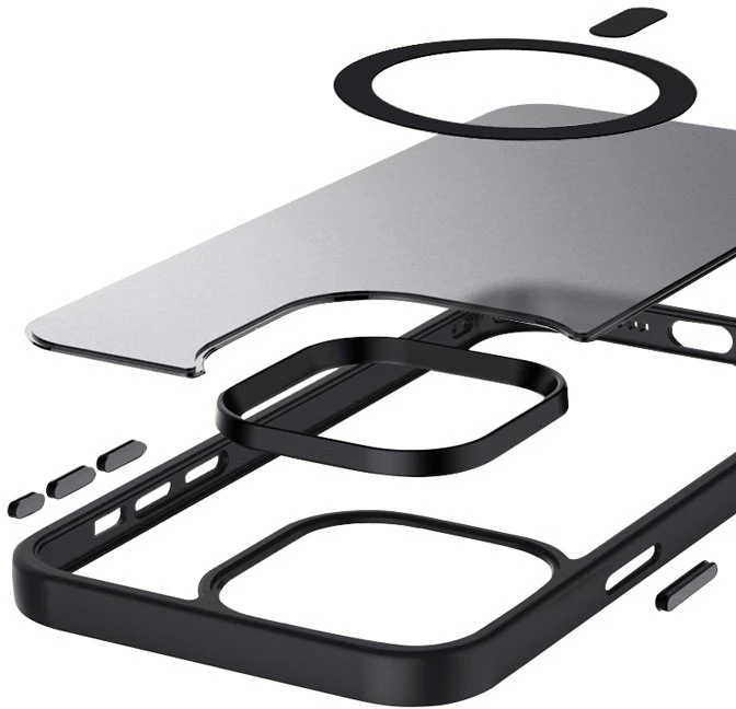 Crong Hybrid Frost MAG Cover - Dėklas iPhone 15 Pro MagSafe (juoda)