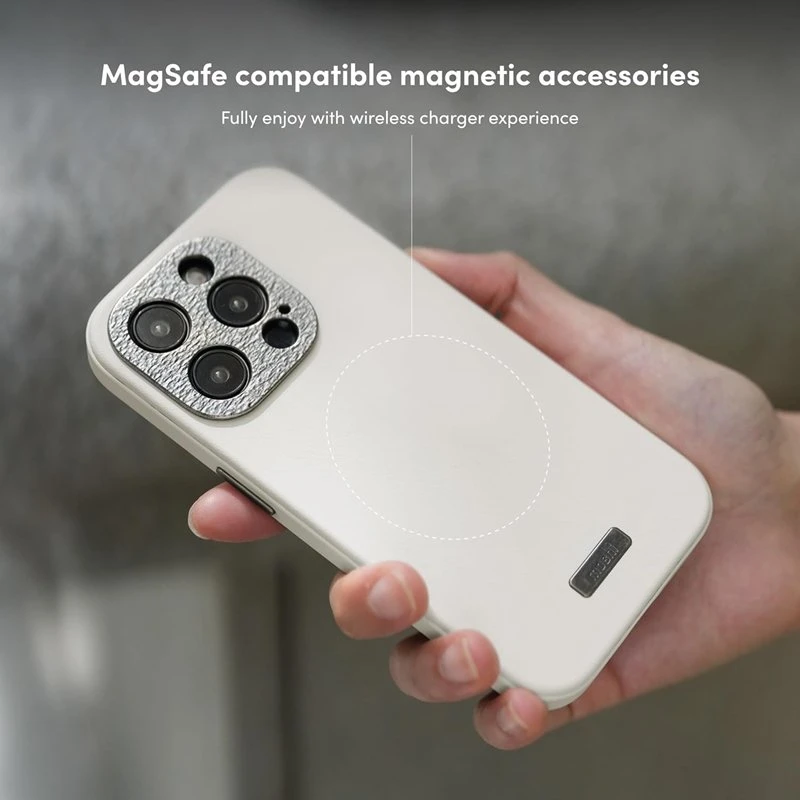 Moshi Napa MagSafe - Leather dėklas skirtas Apple iPhone 15 Pro Eggnog Baltas