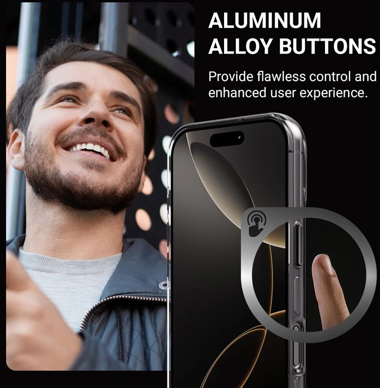 Crong skaidrus MAG Pro – iPhone 15 Pro MagSafe dėklas (juodas)