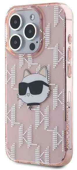 Karl Lagerfeld IML Choupette Head & Monogram - Apple iPhone 15 Pro dėklas, rožinis
