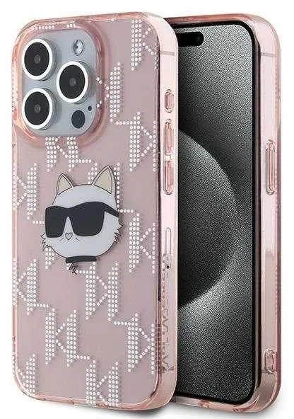 Karl Lagerfeld IML Choupette Head & Monogram - Apple iPhone 15 Pro dėklas, rožinis