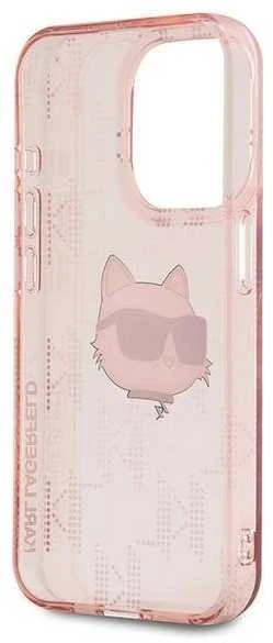 Karl Lagerfeld IML Choupette Head & Monogram - Apple iPhone 15 Pro dėklas, rožinis