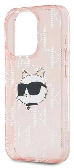 Karl Lagerfeld IML Choupette Head & Monogram - Apple iPhone 15 Pro dėklas, rožinis