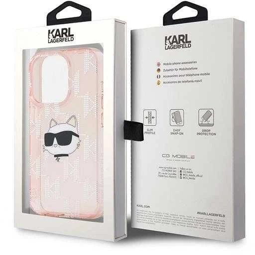 Karl Lagerfeld IML Choupette Head & Monogram - Apple iPhone 15 Pro dėklas, rožinis