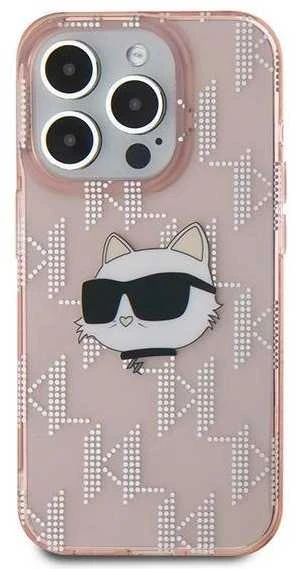 Karl Lagerfeld IML Choupette Head & Monogram - Apple iPhone 15 Pro dėklas, rožinis