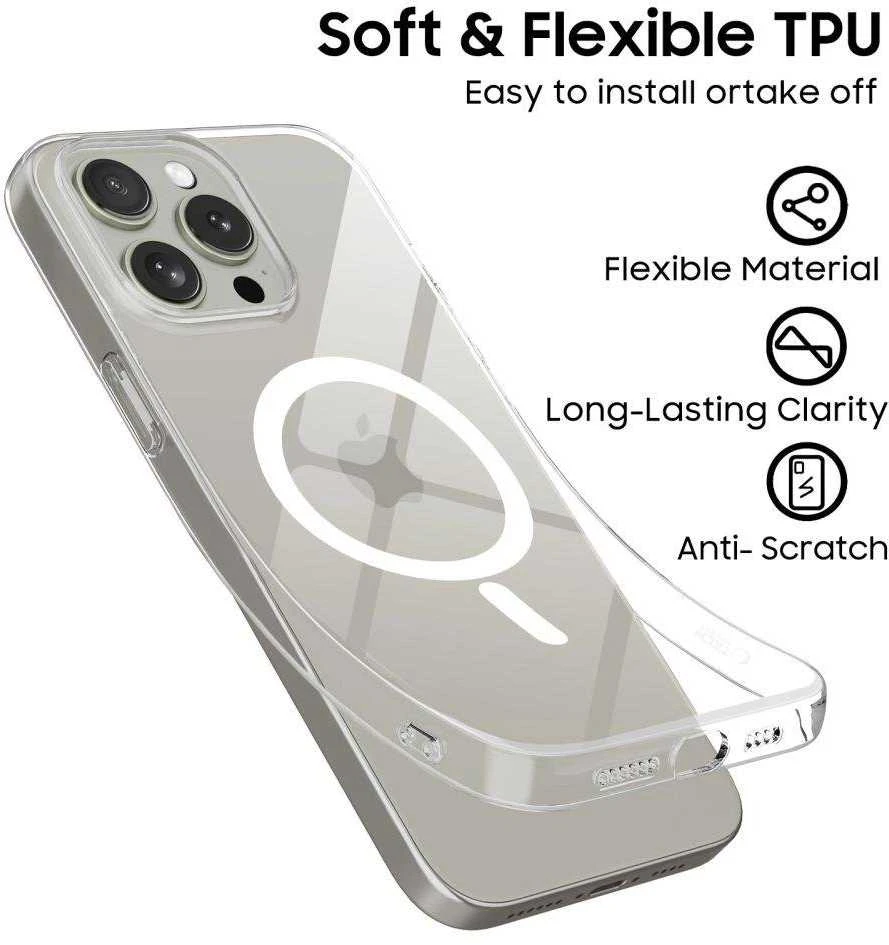 Apple iPhone 15 Pro Tech-Protect FlexAir MagSafe Clear dėklas telefonui skaidrus