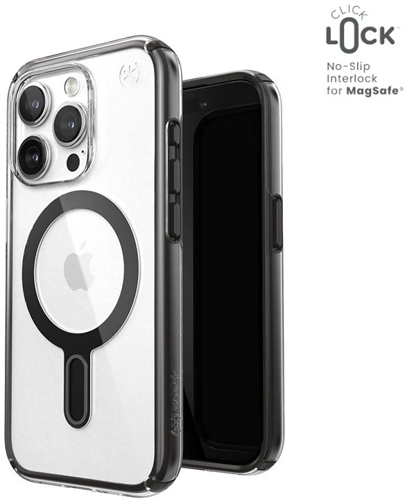 Speck Presidio Perfect-Clear ClickLock & Magsafe - dėklas skirtas Apple iPhone 15 Pro Clear / Frosted Juodas / Slate Pilkas